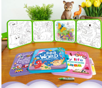 Complete four-book Peekora MagicReveal water coloring set