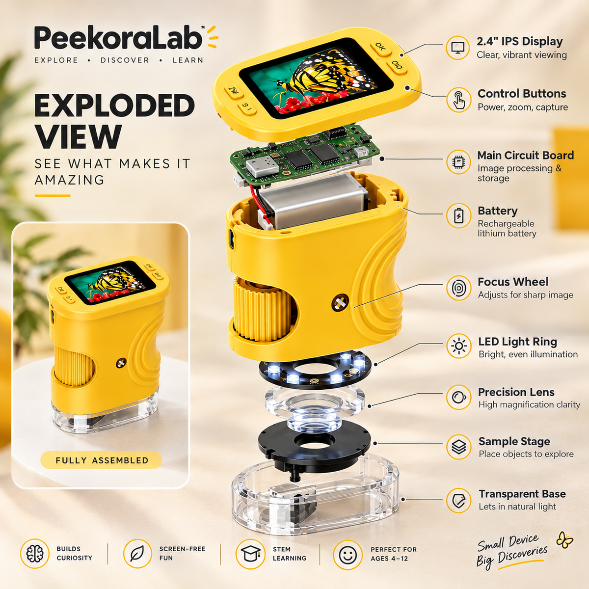 Peekorascope-Explorer™ Kids Digital Microscope