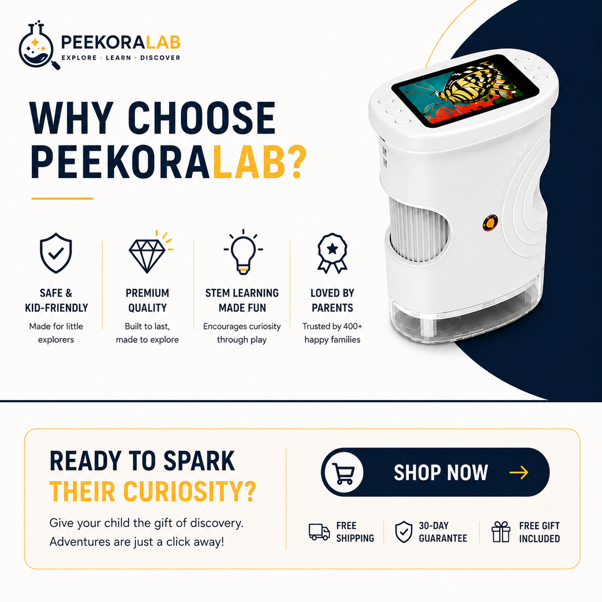 PeekoraScope Explorer™ Kids Digital Microscope - PeekoraLab