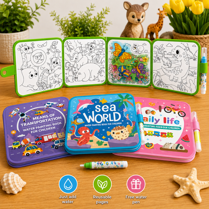 Peekora MagicReveal™ Mess Free Coloring Book Reusable Water Coloring Book