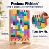 FitNest standing wooden puzzle board and 42 colourful pieces - thumbnail 2