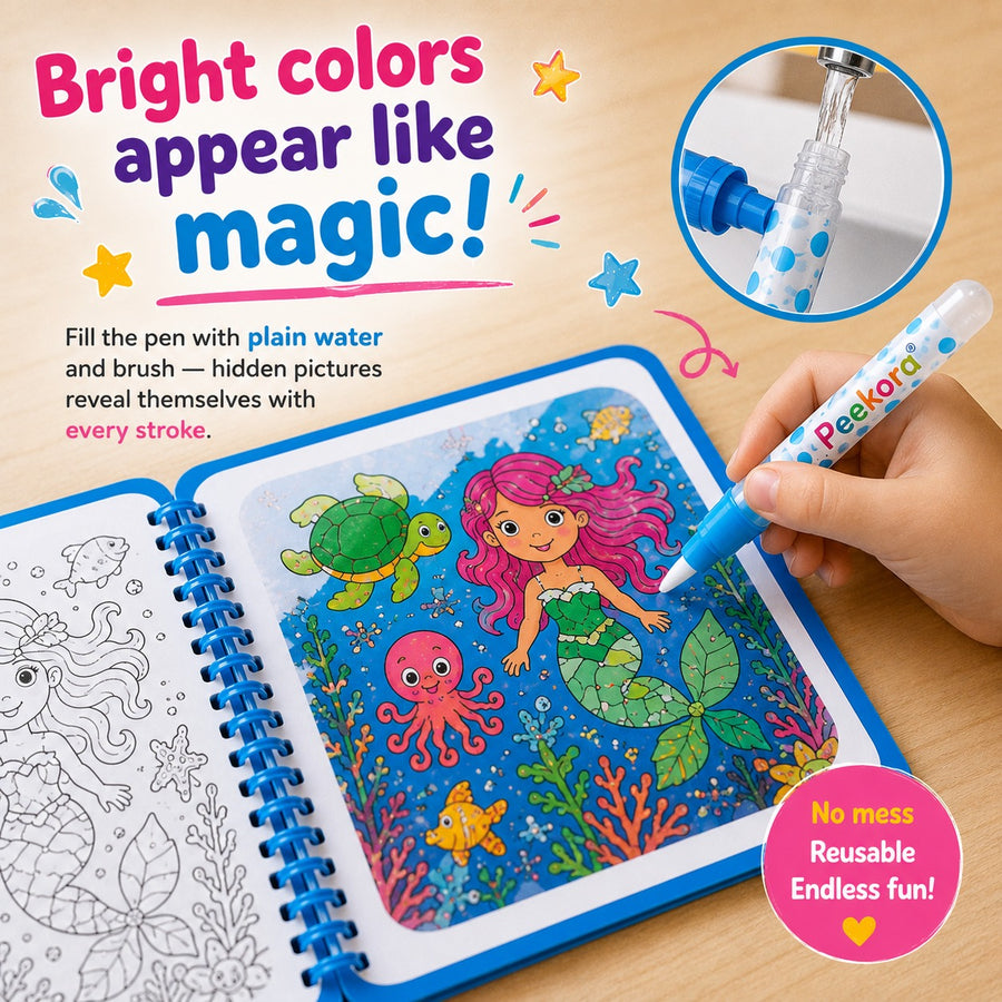 Hidden colors appearing with a water pen