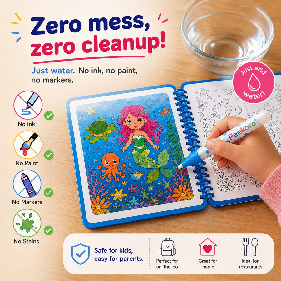 Toddler using the water pen independently