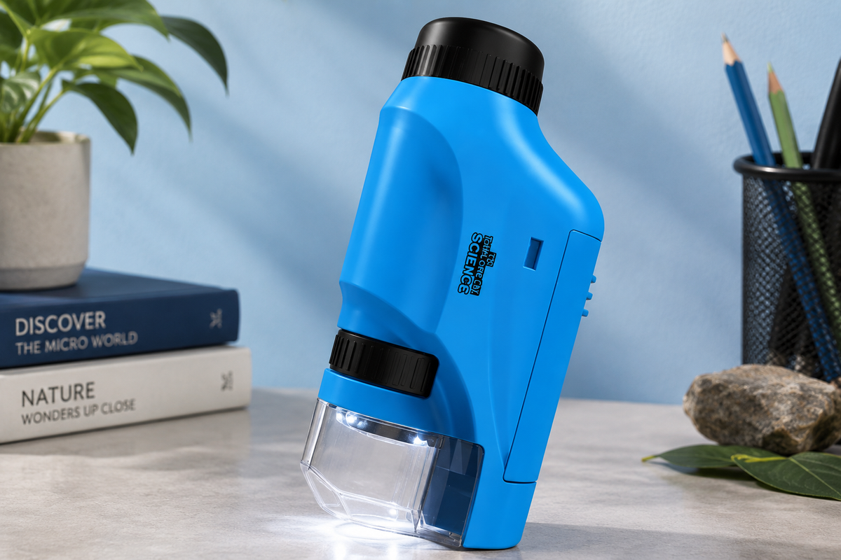 Peekora MiniScope LED pocket microscope in blue