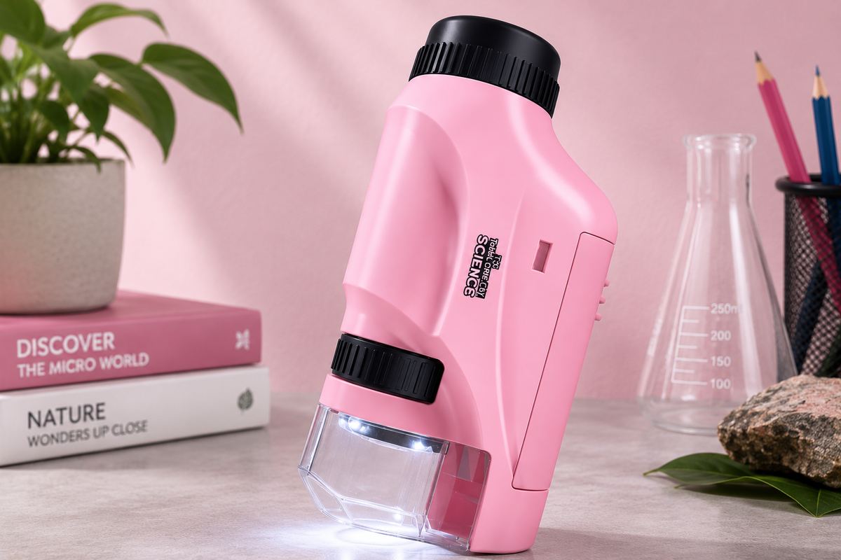 Peekora MiniScope LED pocket microscope in pink