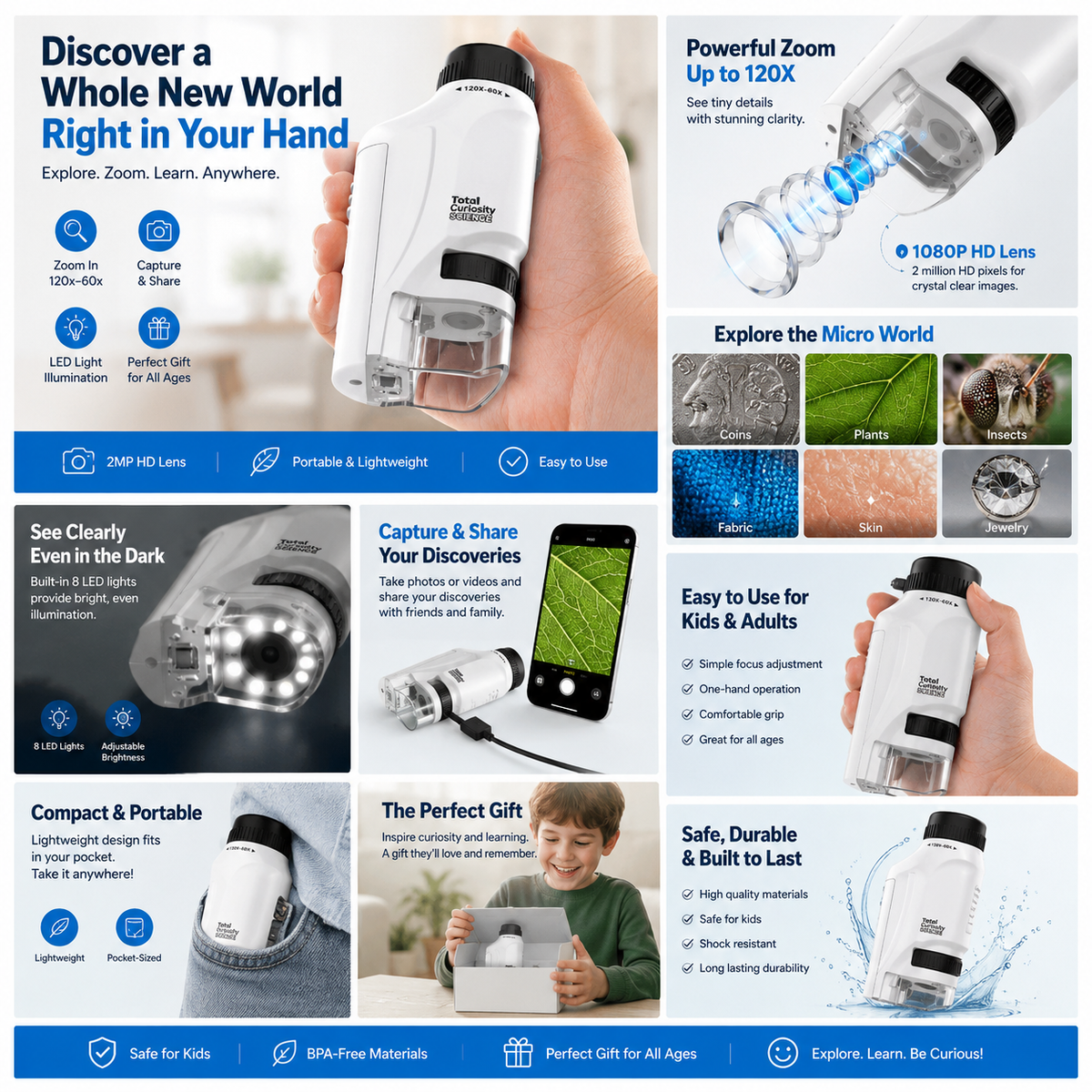 Peekora MiniScope pocket microscope for young explorers